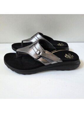 Abeo Shoes Womens 9N Pewter Silver Leather Haven Bio System Comfort Sandals